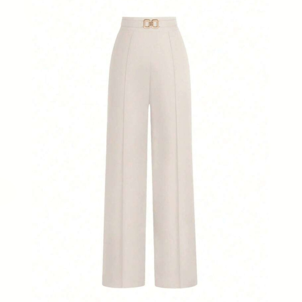Elegant Cream High-Waisted Pants